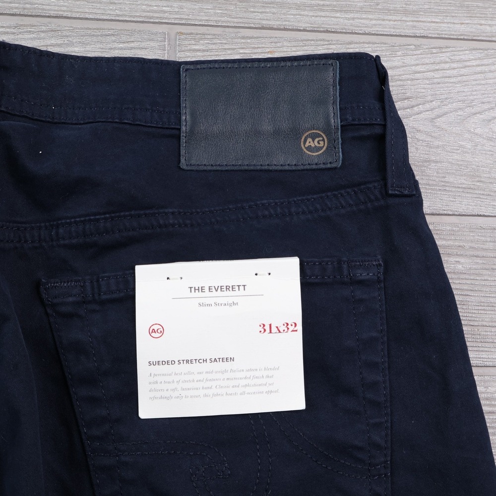 NWT AG Adriano Goldschmied Everett Slim Straight Pants 31x32 Navy - Picture 6 of 8